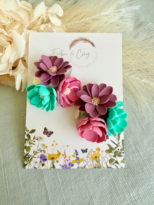 Giant Flower Cluster - pink, purple, tropical green