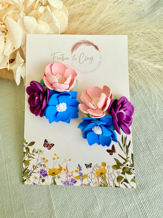 Giant Flower Cluster - light pink, blue, purple