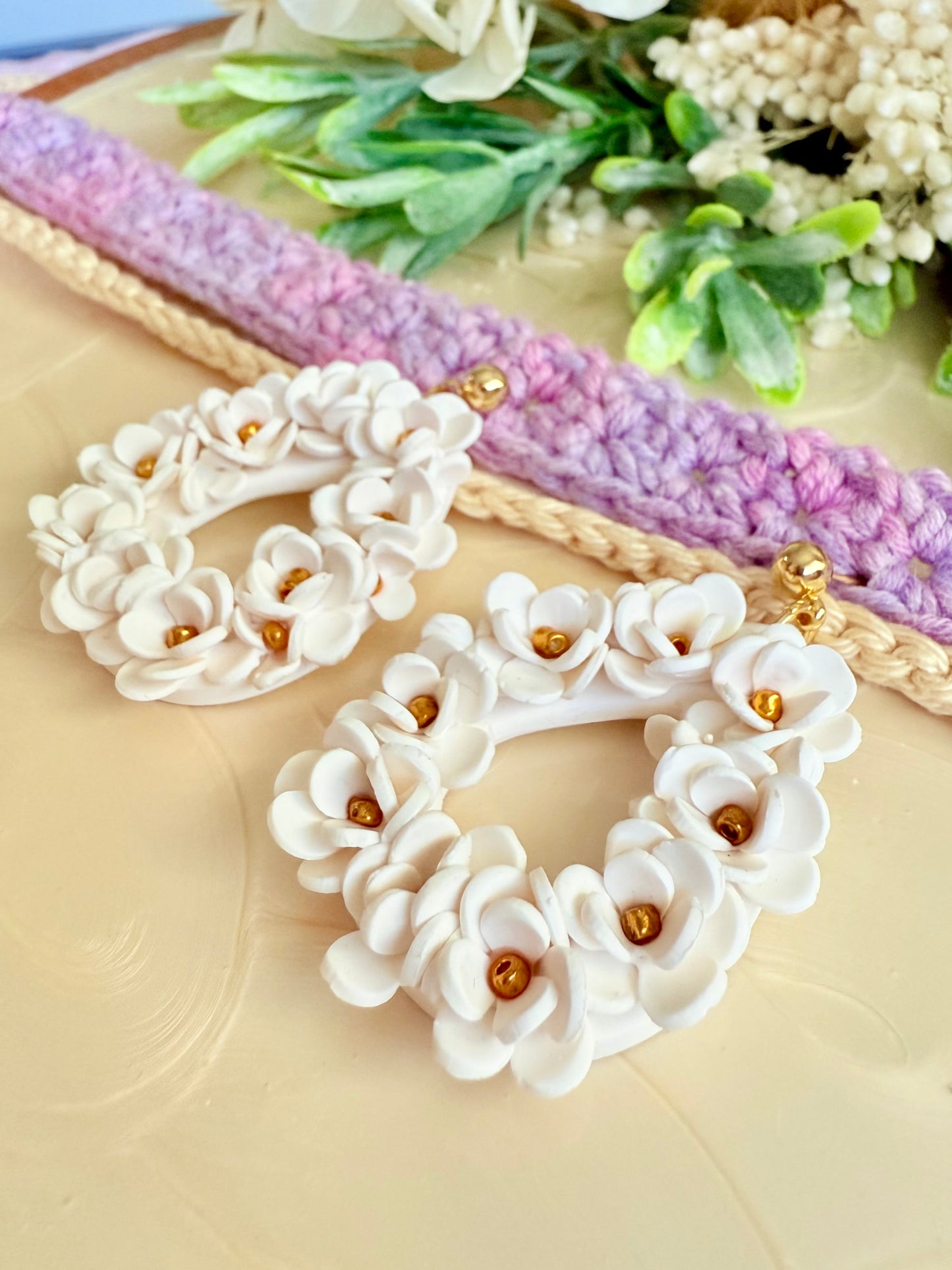Blooms in white oval