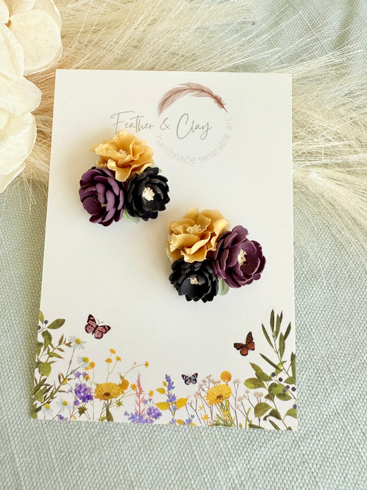 Medium Flower Cluster - black, purple, gold