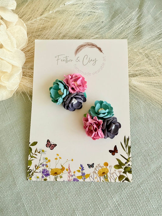 Medium Flower Cluster - pink, purple, blue