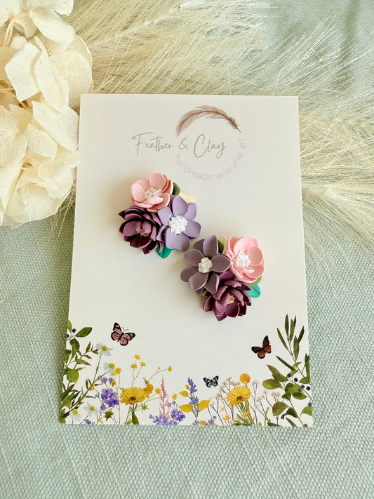 Medium Flower Cluster - pink and purples