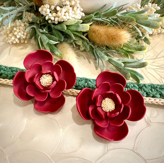 Blooming Red Floral studs