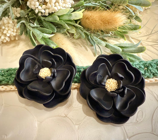 Blooming Black Floral studs