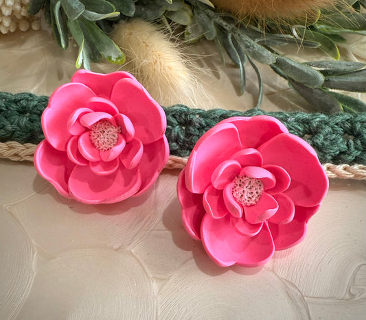 Blooming Bright Pink Floral studs