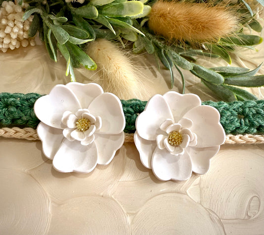 Blooming White Floral studs