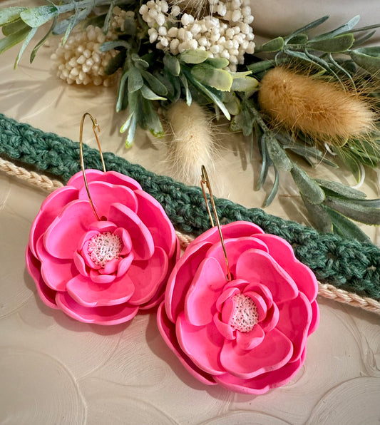 Blooming Bright Pink Floral hoops