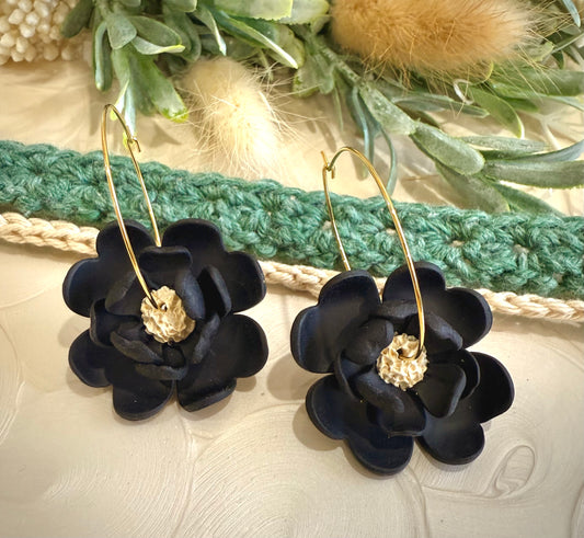 Blooming Black Floral hoops